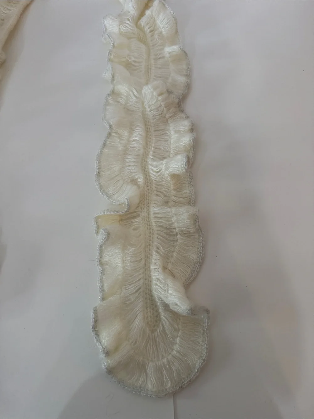 Women’s Cream Ruffle Knit Scarf